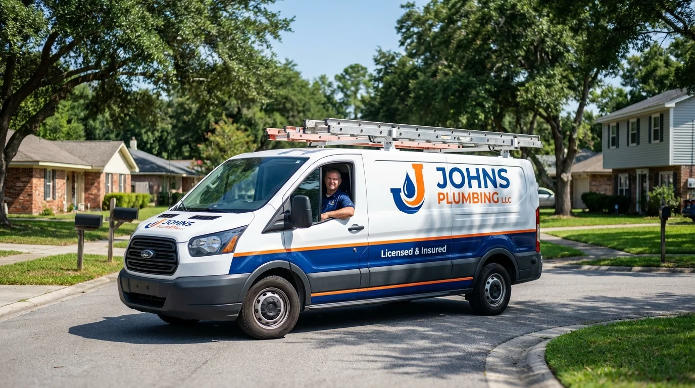 Johns Plumbing LLC service van in Port Byron, IL