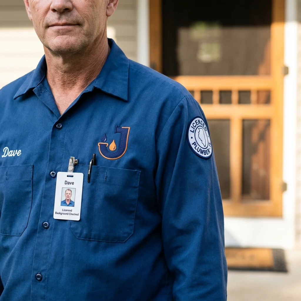 Licensed plumber showing ID badge in Port Byron, IL